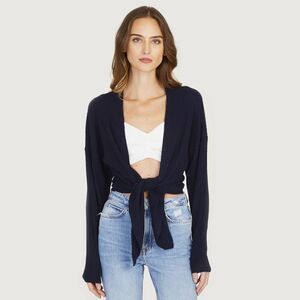 Autumn Cashmere 100% Cashmere Tie Front Rib Cardigan in XS NWT Retail: $330